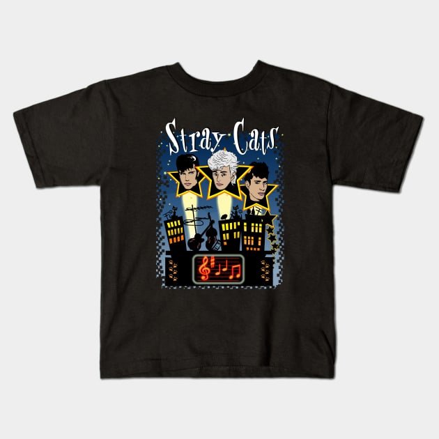 Stray Cats Kids T-Shirt by HelenaCooper